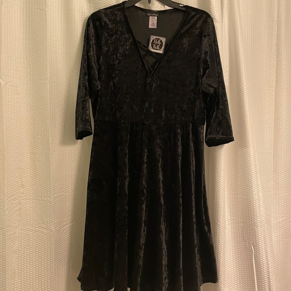 Zenobia velvet dress with cross cross